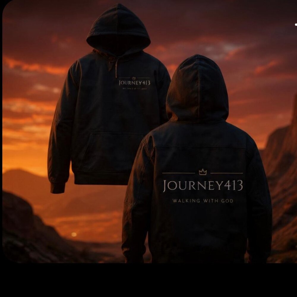NEW - JOURNEY 413 T HOODIE SWEATER WALKING WITH GOD BLACK SZ- L - Picture 3 of 8